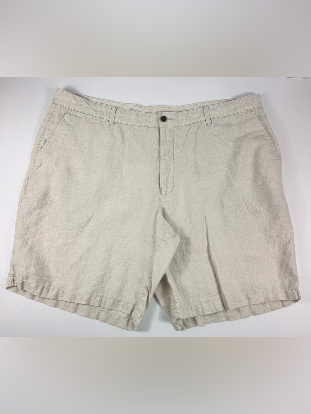 Tasso Elba 100% Linen Shorts Mens Size 44 Beige Tan Resort Casual Summer